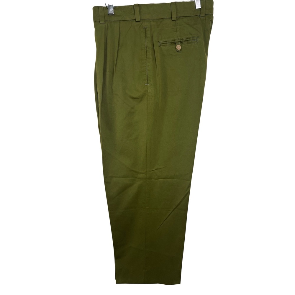Bills Khakis Pleated Chino Pants Mens 36‎ Olive Green USA Made Cotton Casual B44
